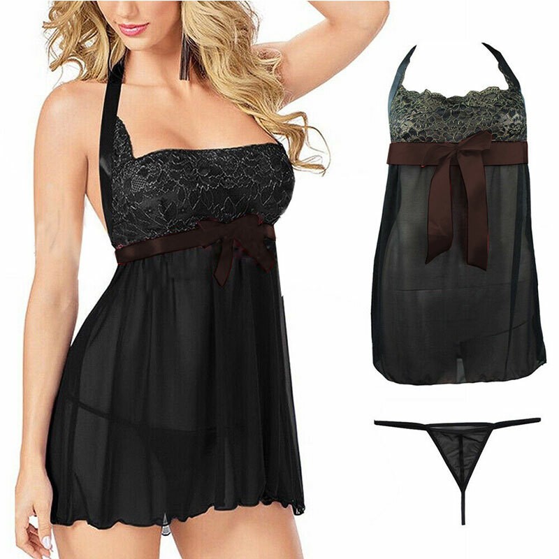 Women Sexy-Lingerie Dress Nightwear Underwear Babydoll Sleepwear G-string Set ⇖