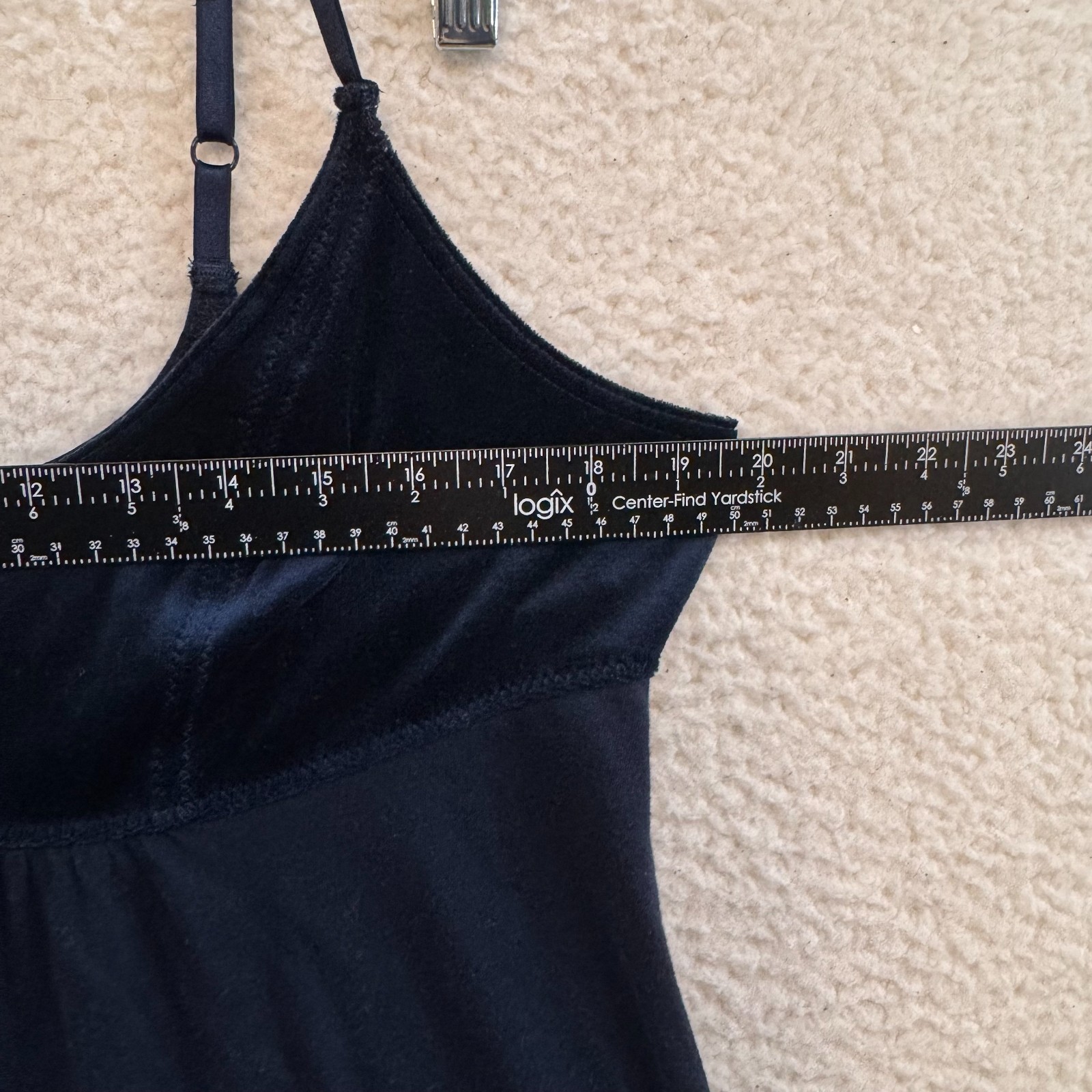 Y2K Vintage Babydoll Camisole Slip Lingerie Large Navy Blue Velour