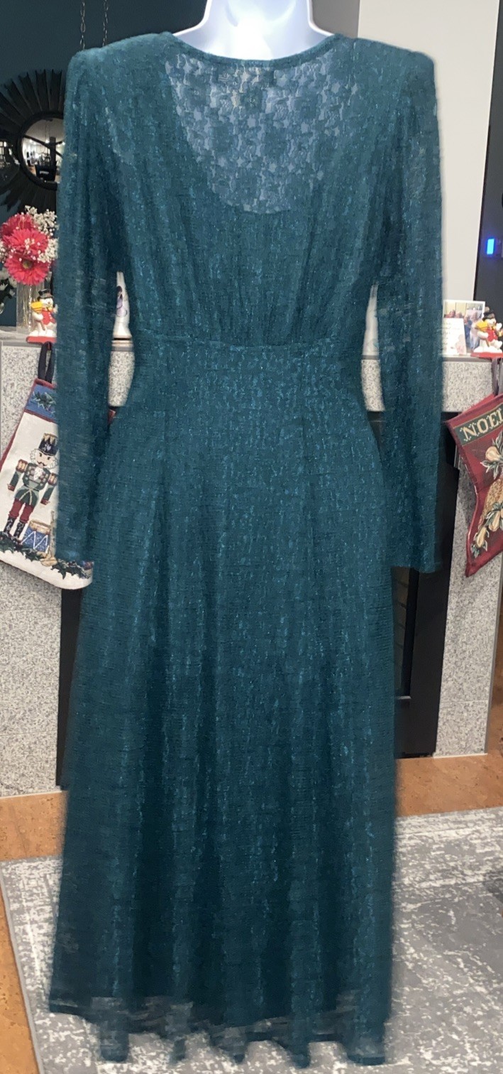 Green All That Jazz emerald jade Sheer Lace floor Fit&Flare+slip 7/8 whimsigoth