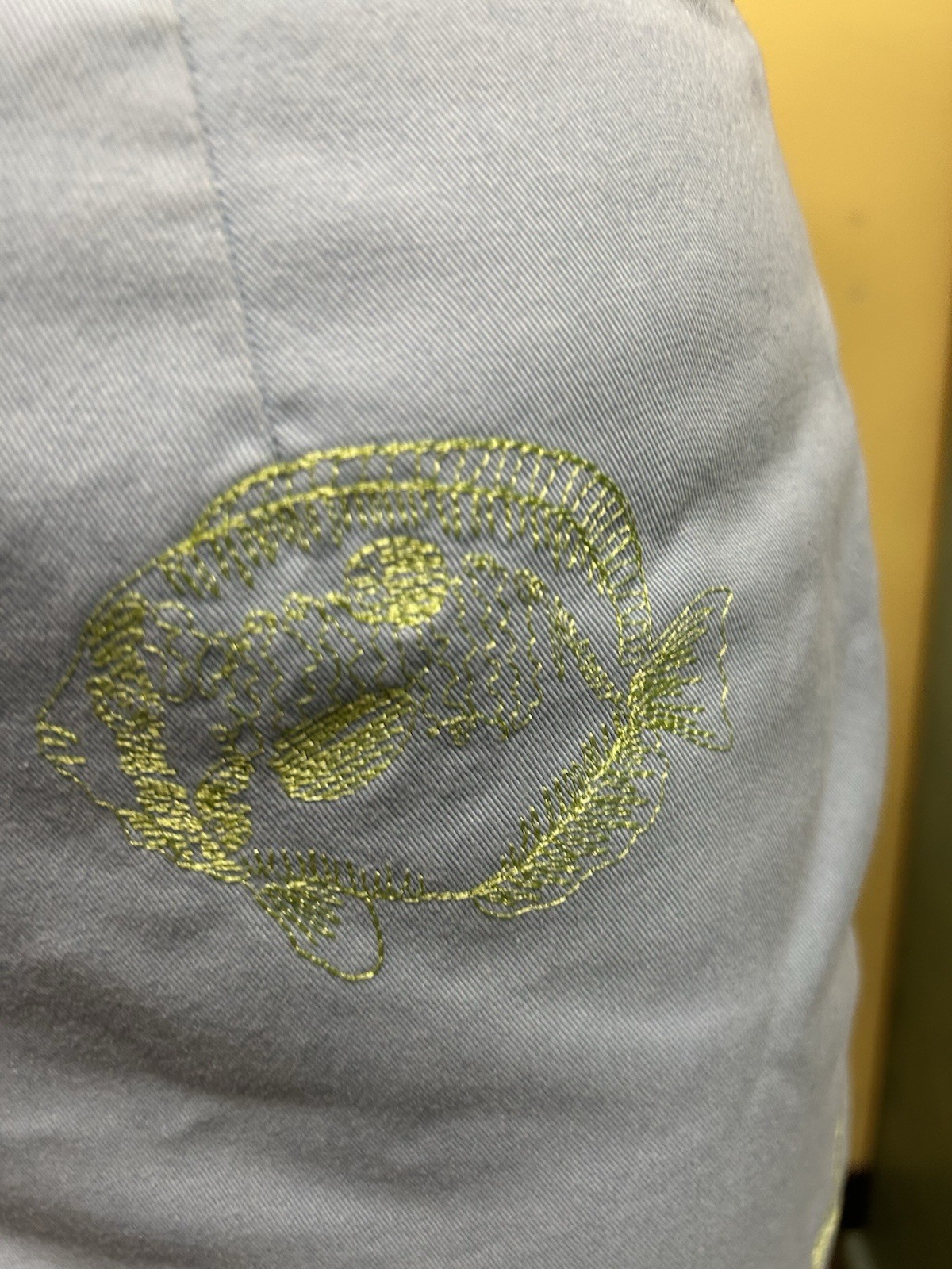 Vintage Y2K David Brooks Blue Capri Pants w/Lime Green Embroidered Fish Size 8
