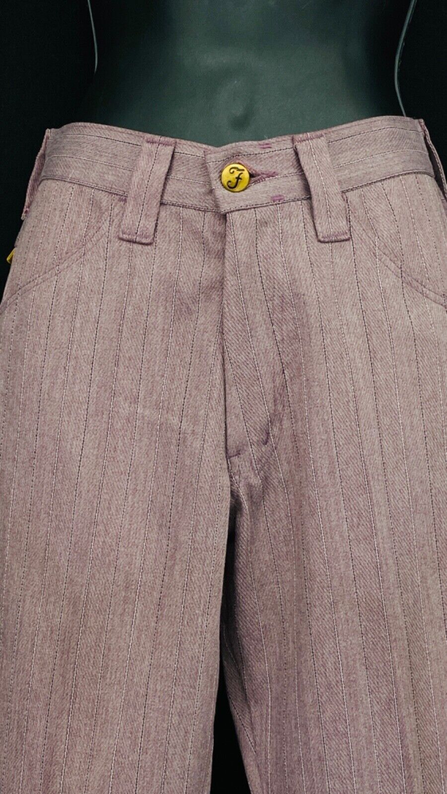 Vintage 1970s purple striped pants, straight leg slacks pleated Farah XS pink