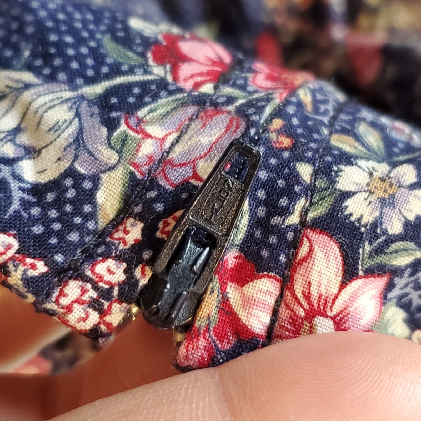 Vintage Prairie Dress XS Ditsy Floral Midi Navy Blue Sleeveless Cottage Core