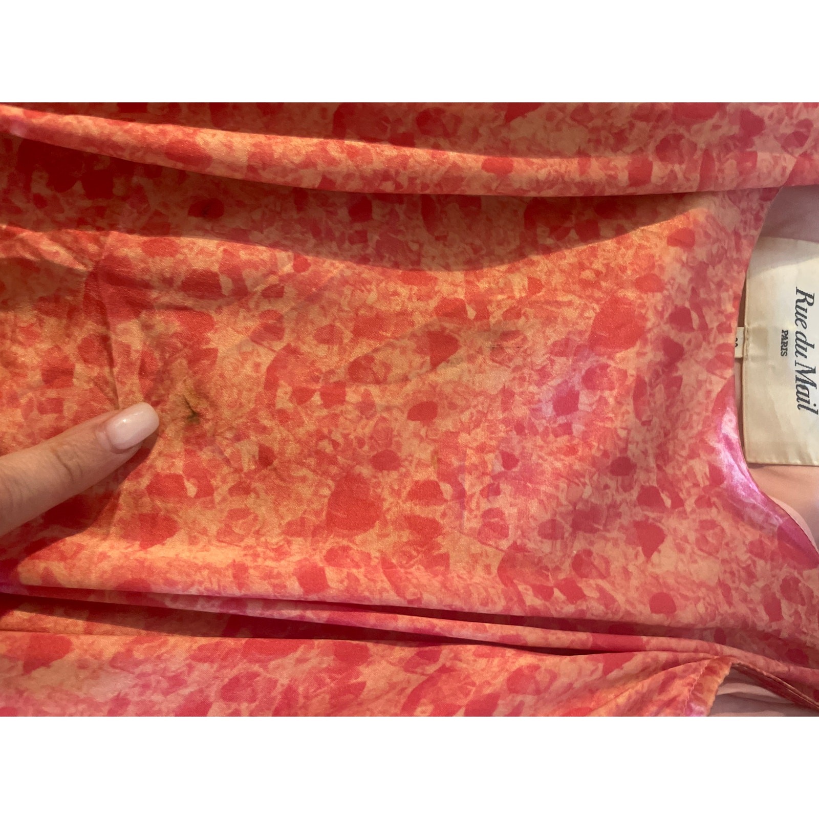 Vintage RUE Du MAIL Pink Satin Printed Drop Waist Dress FEMININE Silk Size 38 S