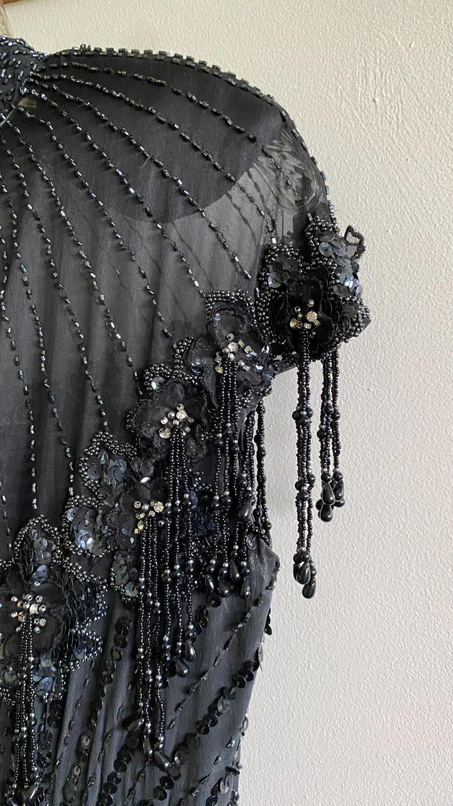Vintage Alyce Designs 100% Silk Beaded Black Evening Gown Size 12
