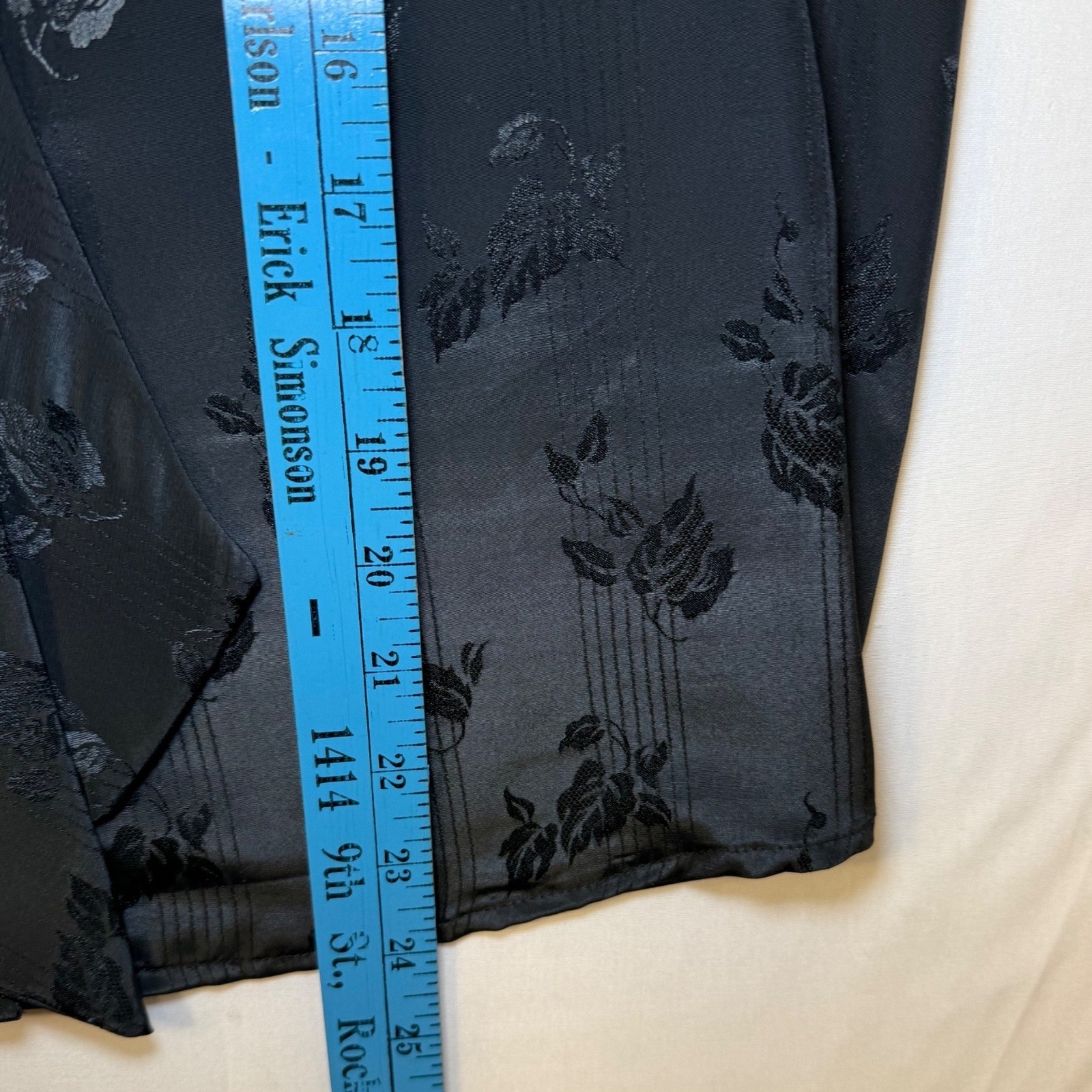 John Meyer Vintage 2-Piece Skirt Set Black Floral Jacquard Bow Blouse Sz 10