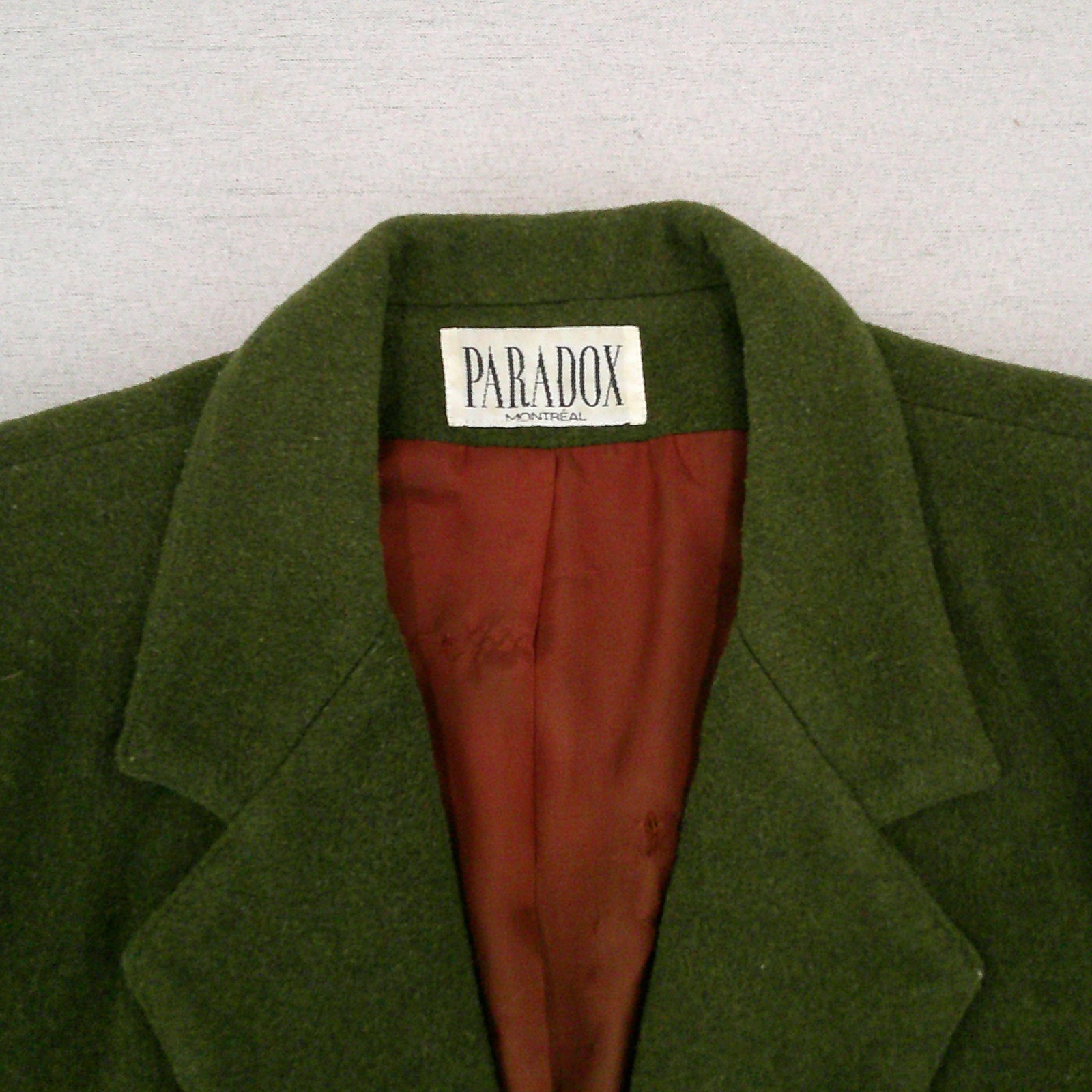 Paradox Vintage Blazer Womens 13 14 Green Wool Boxy Shoulder Pad Made Canada