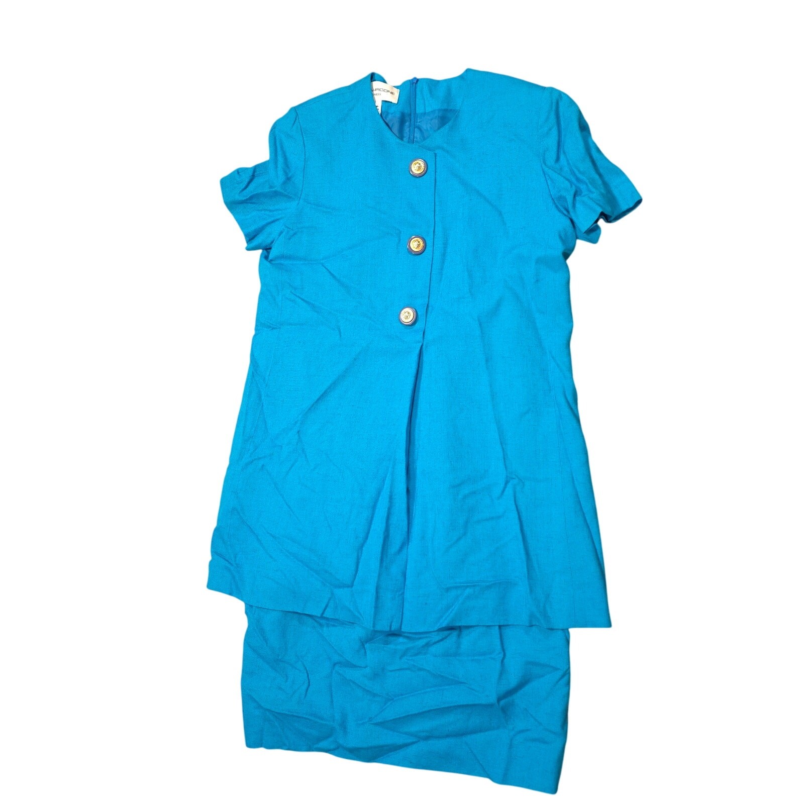 Vintage Evan-Picone Layered Dress Button Detail Women Size 10 Rayon/Flax Blend
