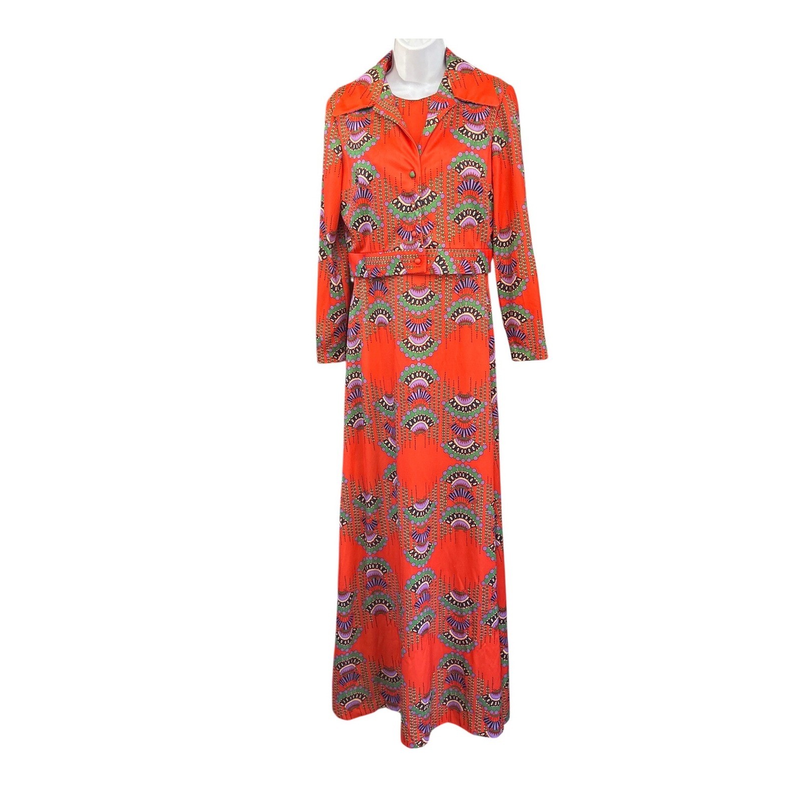1970s Marco Donati Maxi Dress Jacket Set Psychedelic Boho Retro Maximalist