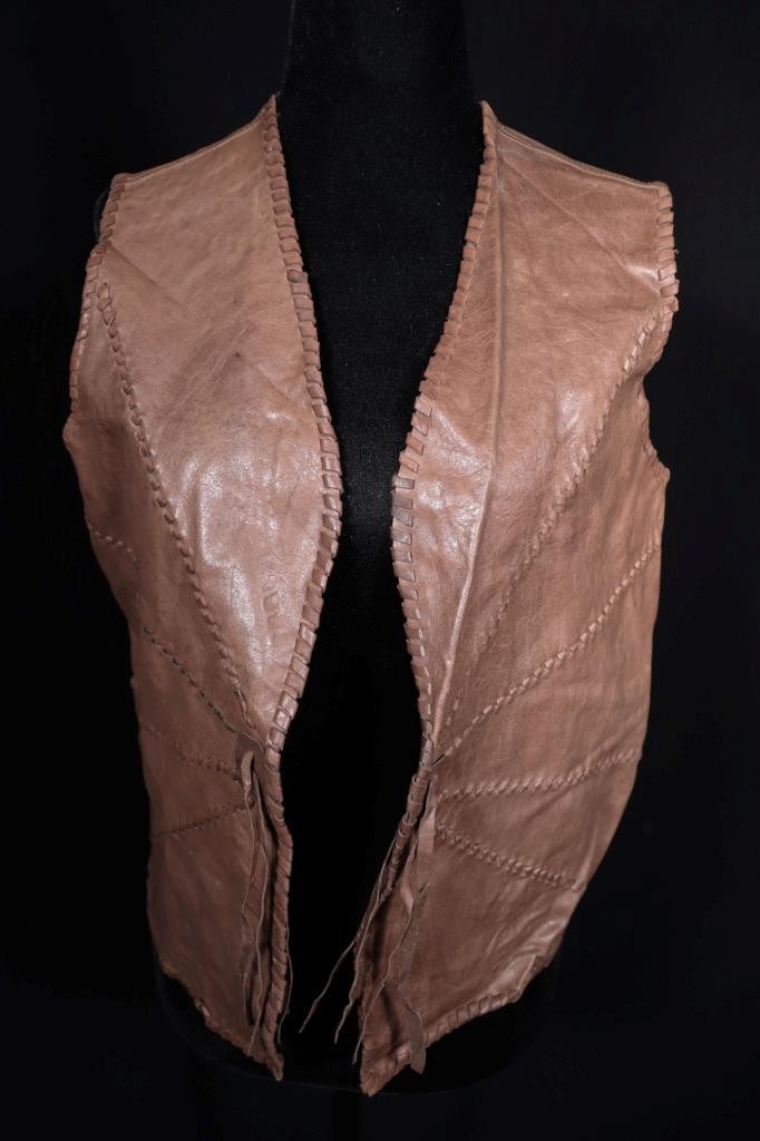 Vintage 1960’s-1970’s Brown Leather Hand Made Vest Size Small Exc Condition