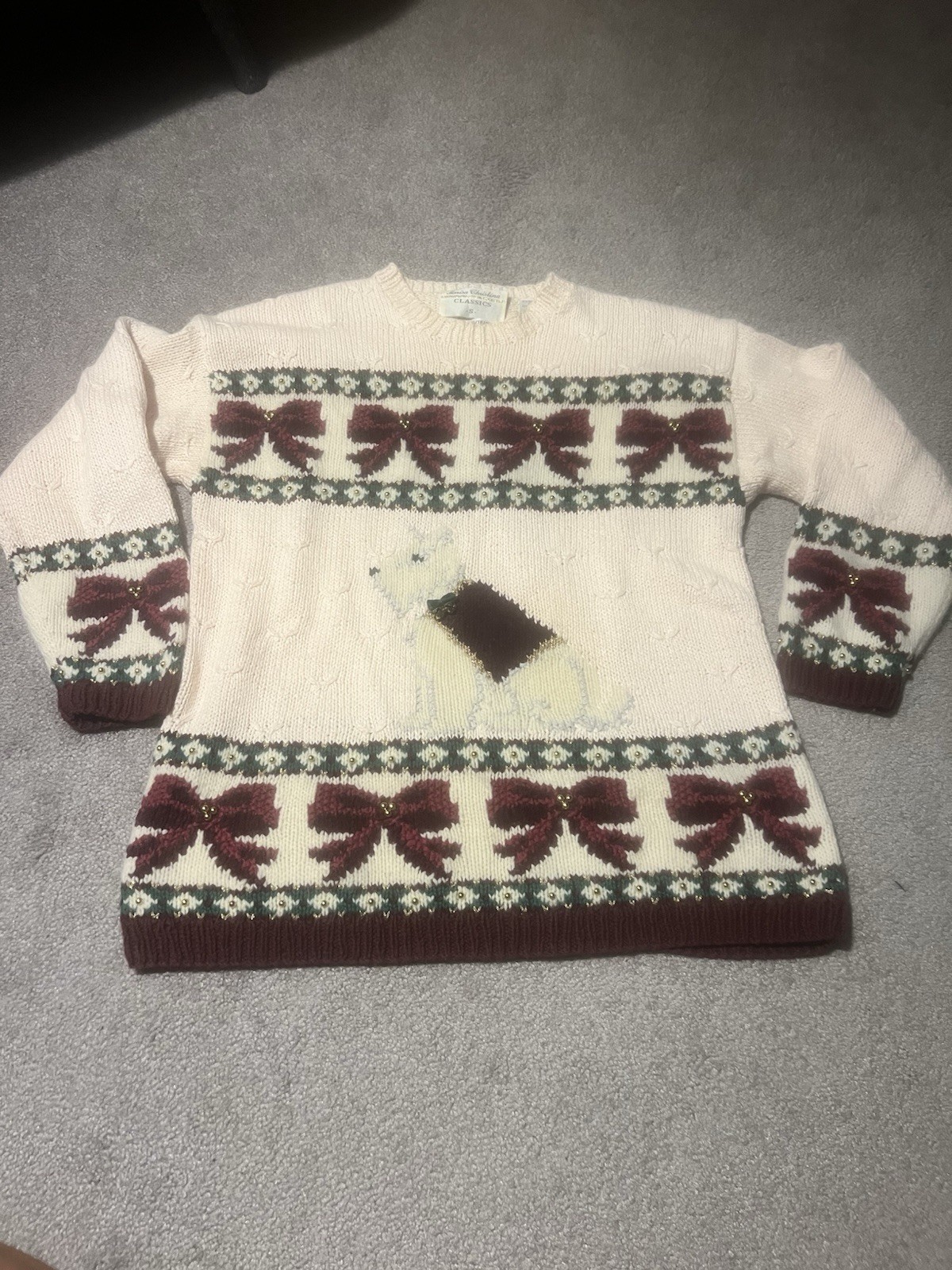 Vintage 1996 Marisa Christina Scottie Dog Christmas Sweater 90s Novelty, Small