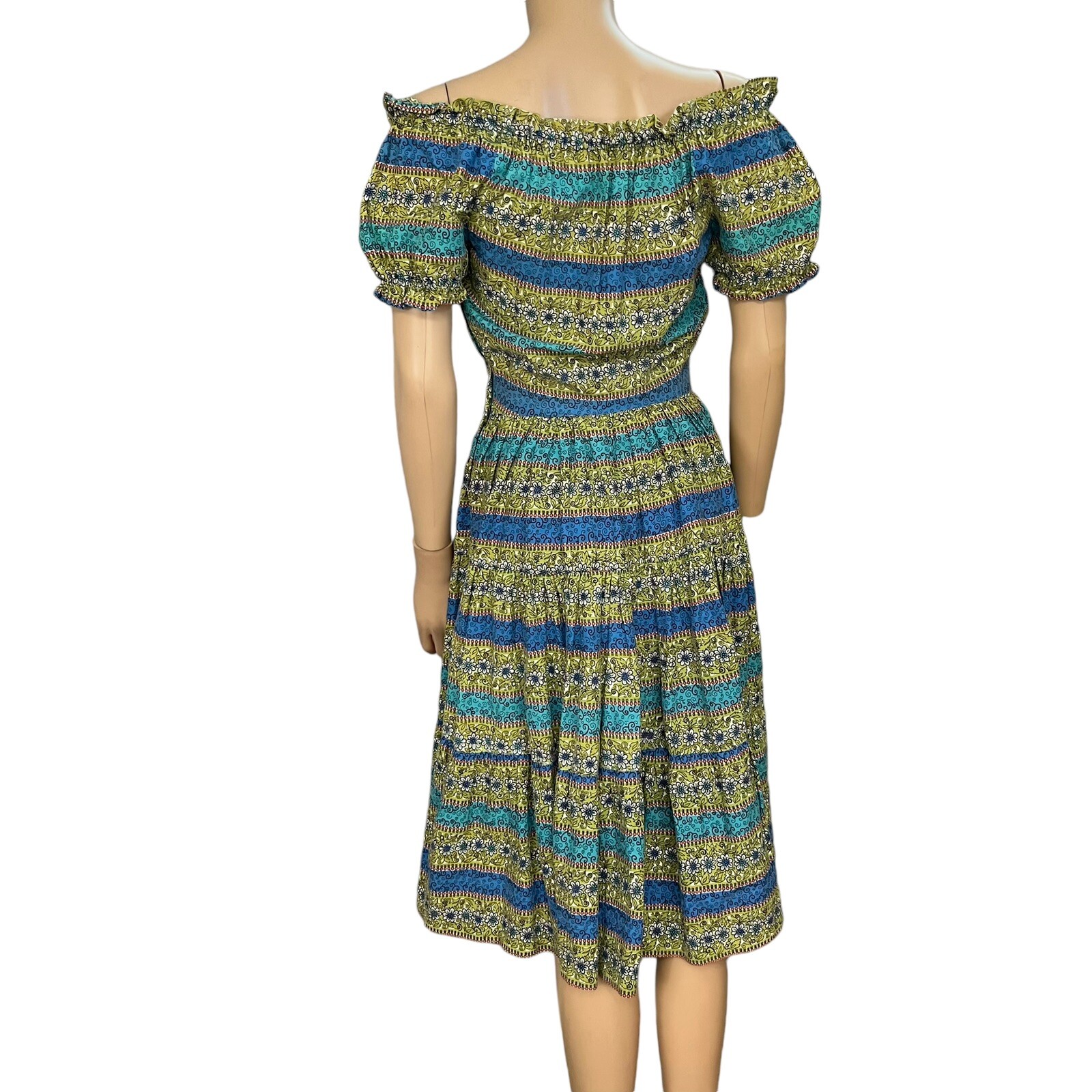 50s Vintage Handmade Tea Dress XXS Cottagecore Fit And Flare Floral Housewife
