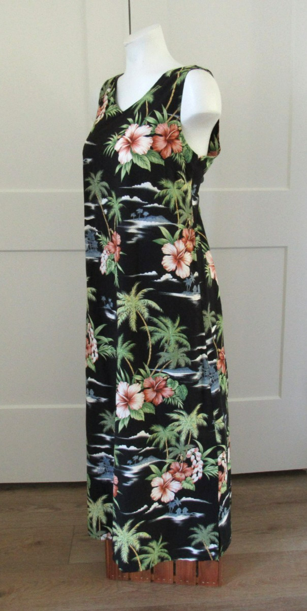 VTG Hilo Hattie The Hawaiian Original Hibiscus Floral Palm Tree Dress sz M EUC