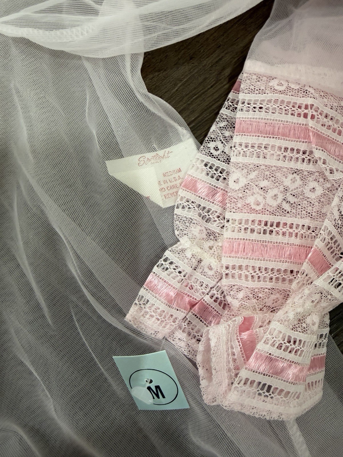 NWT Vtg 50s Spotlight New York Sheer Pink Lingerie Nightgown & Robe Set Womens M