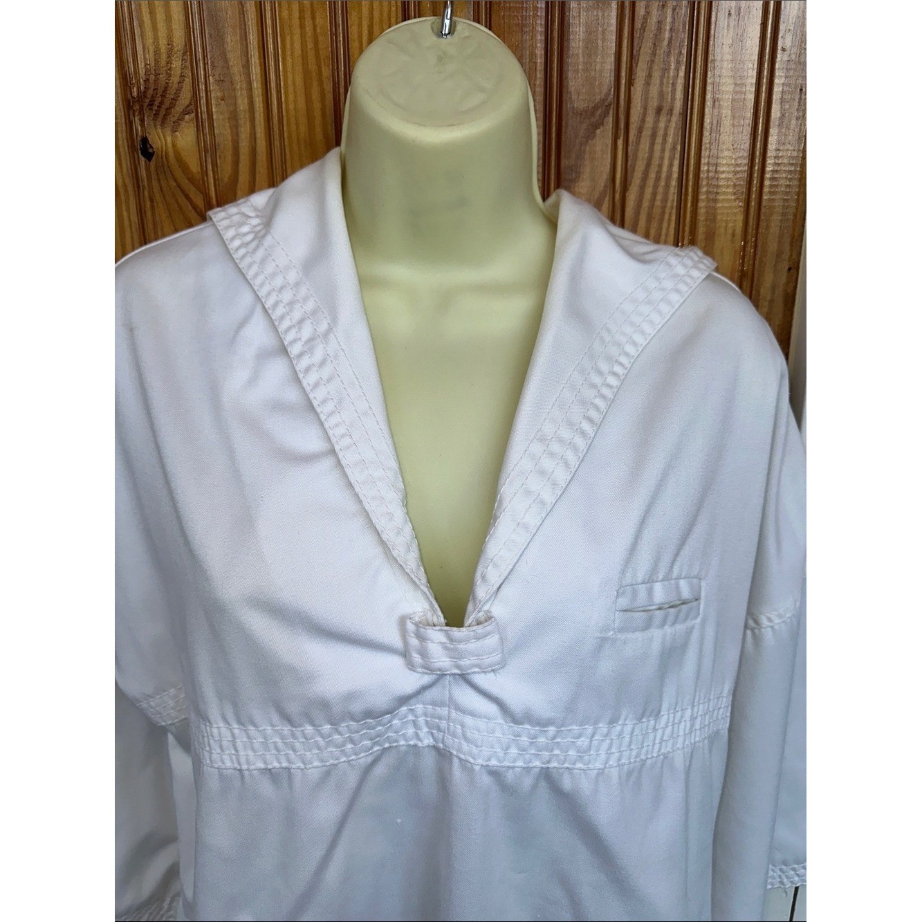 Vintage 60s/70s Patty Woodard White Sailor Collar Tunic Pullover Top/Jacket