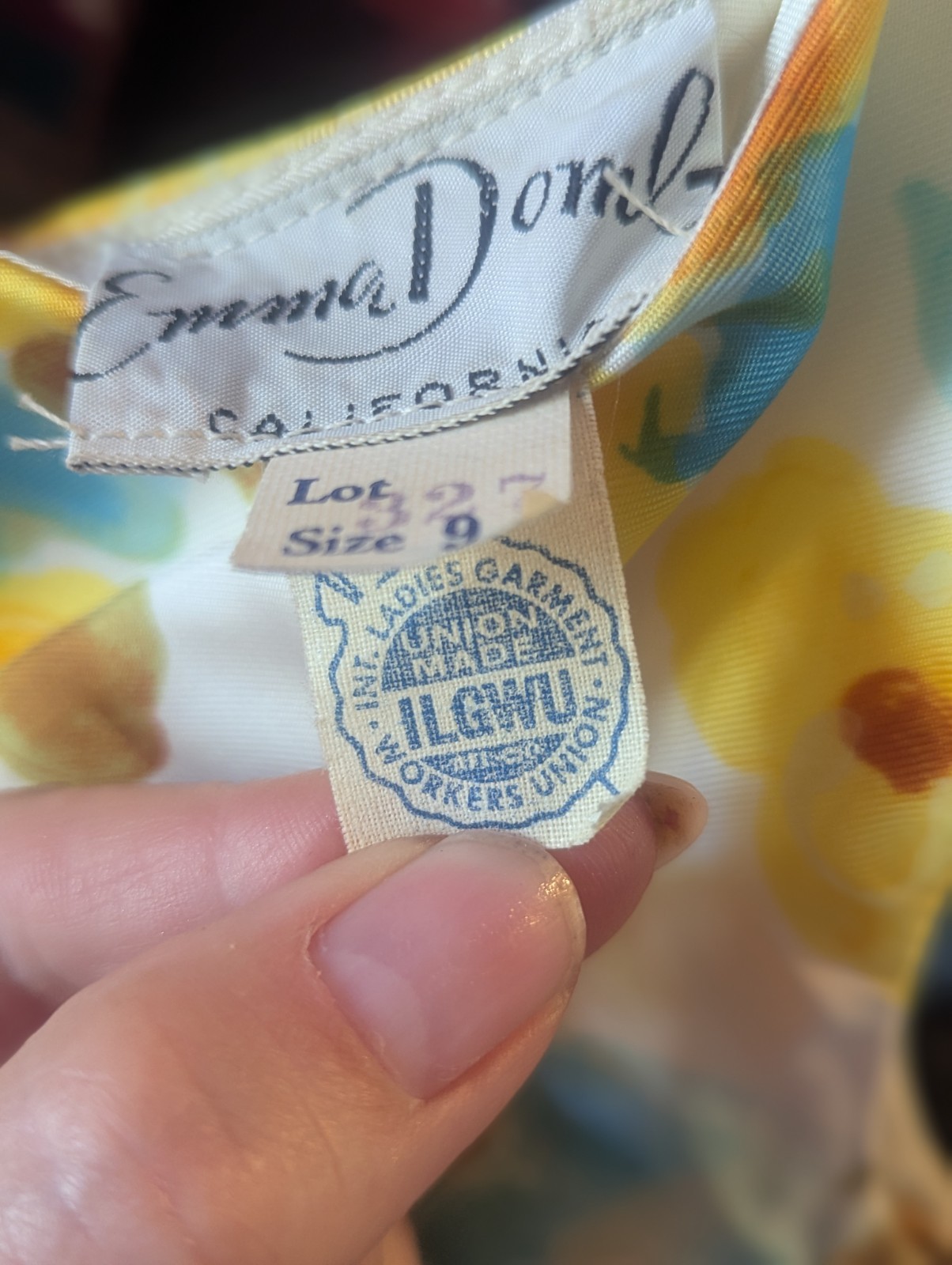 Vintage 1960s Emma Domb California Yellow Floral Chiffon Empire Maxi Gown USA 9