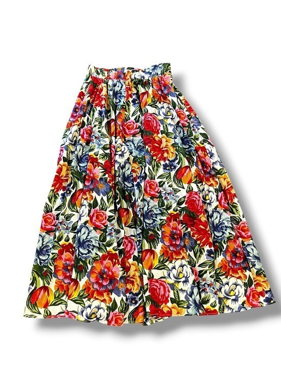 Vintage Bushwacker Maxi Skirt Medium Floral Print Pockets 80s/90s Cottagecore