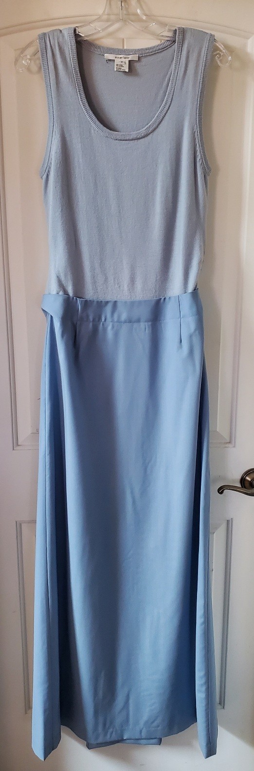 L@@K! Vintage SUSAN LAZAR Ice Blue Long tank Gown w/Matching Sweater 12 M EPOC!