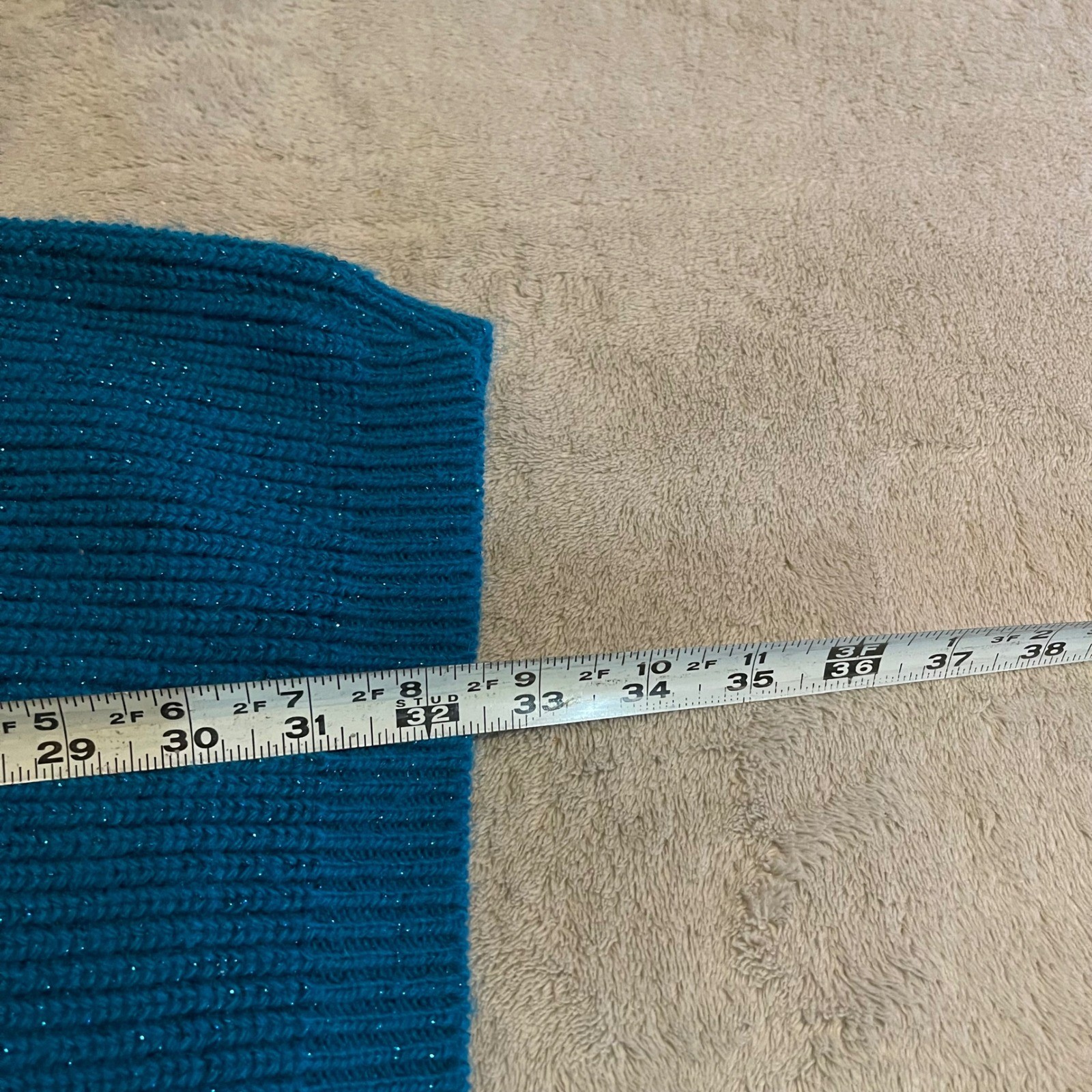Vintage 1991 Objectivity Sweater Womens One Size Blue Sparkle Knit Made in USA