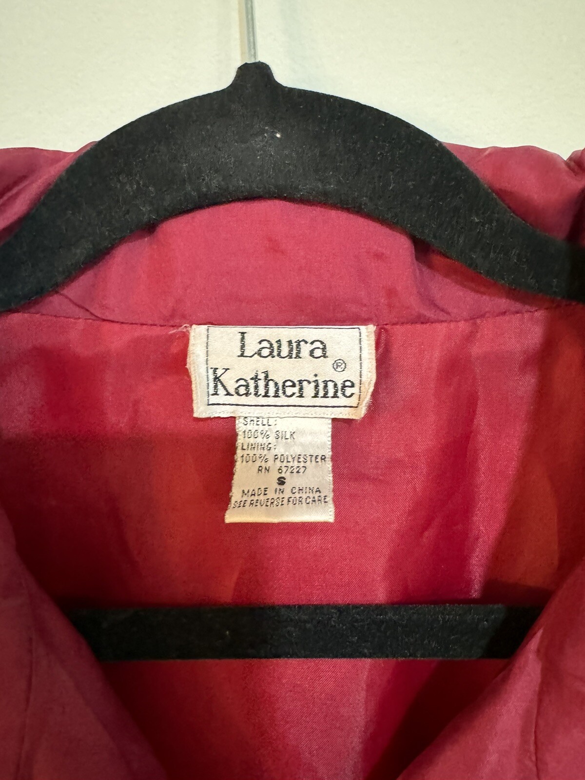 VINTAGE FUCHSIA 100% SILK WINDBREAKER JACKET LAURA KATHERINE SIZE S Oversized