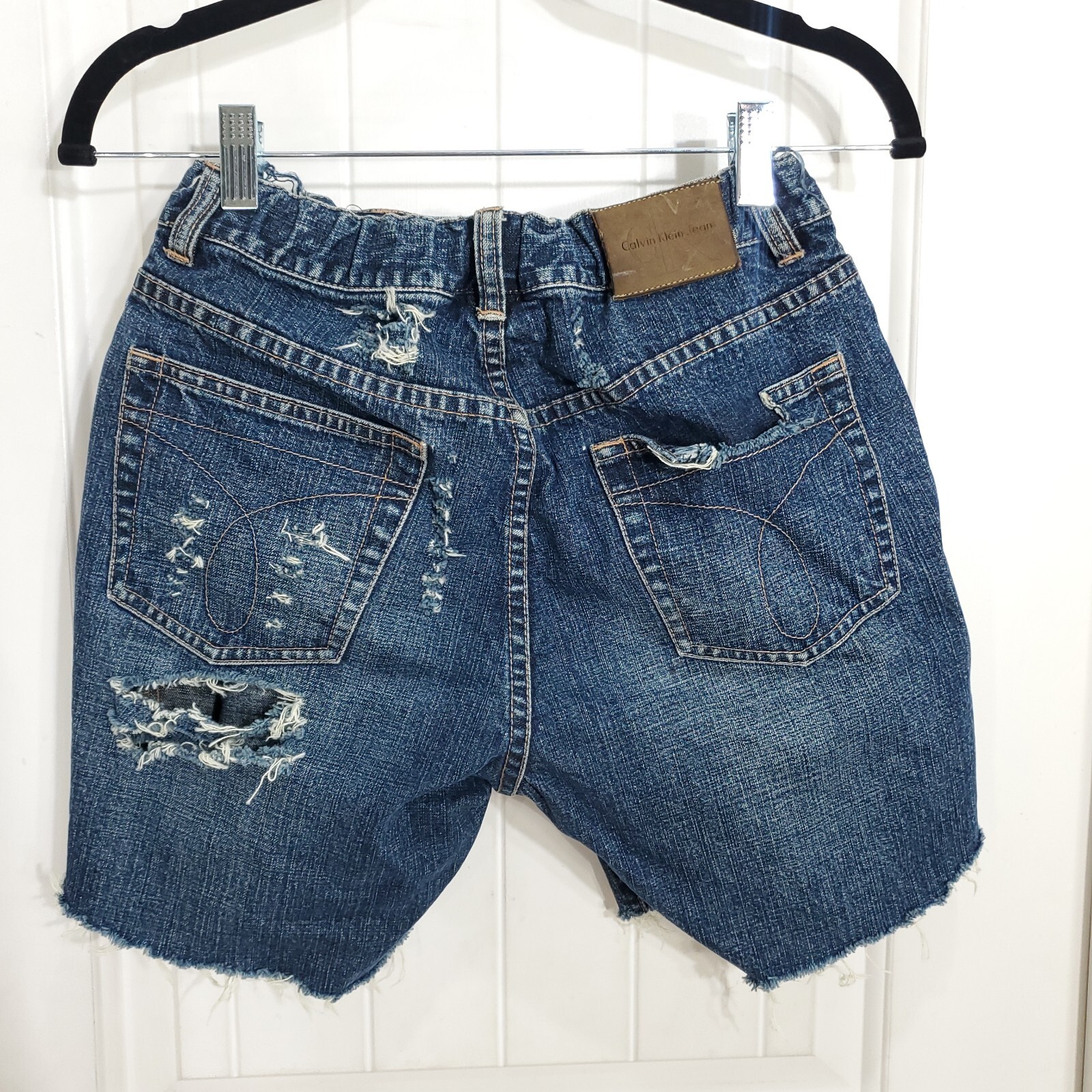 Calvin Klein Shorts Vtg 90s Distressed Destroyed Busted Jean Denim Bermudas Sz 4