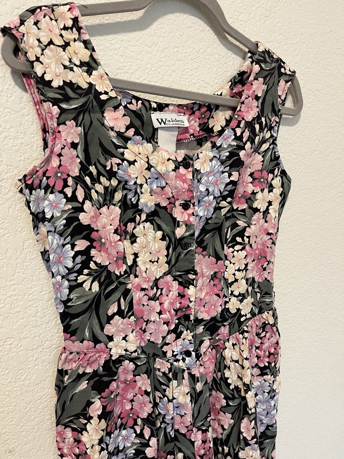 Vintage Walden Classics Dress Womens S Pink Floral Sleeveless Cottagecore Cotton