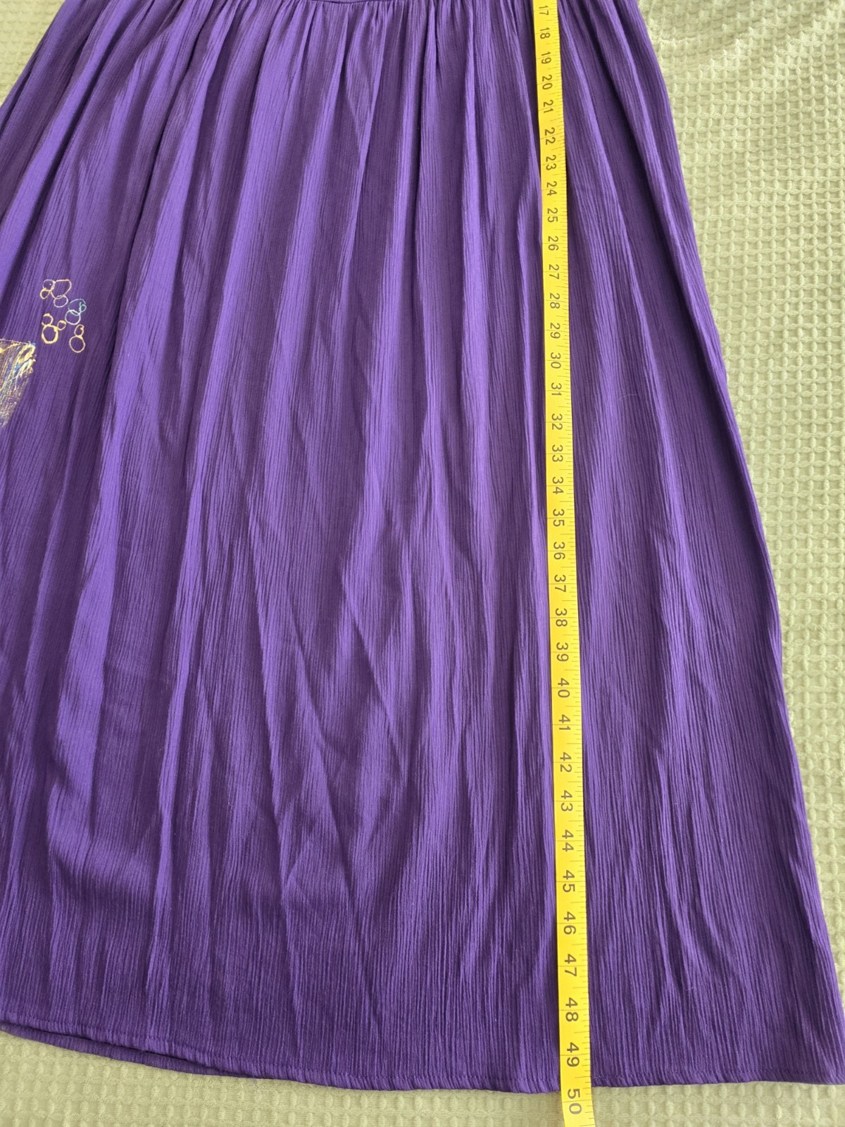 Vintage 80s 90s Purple Rayon Dress Hand Painted Fish Womens Large XL Whimsical
