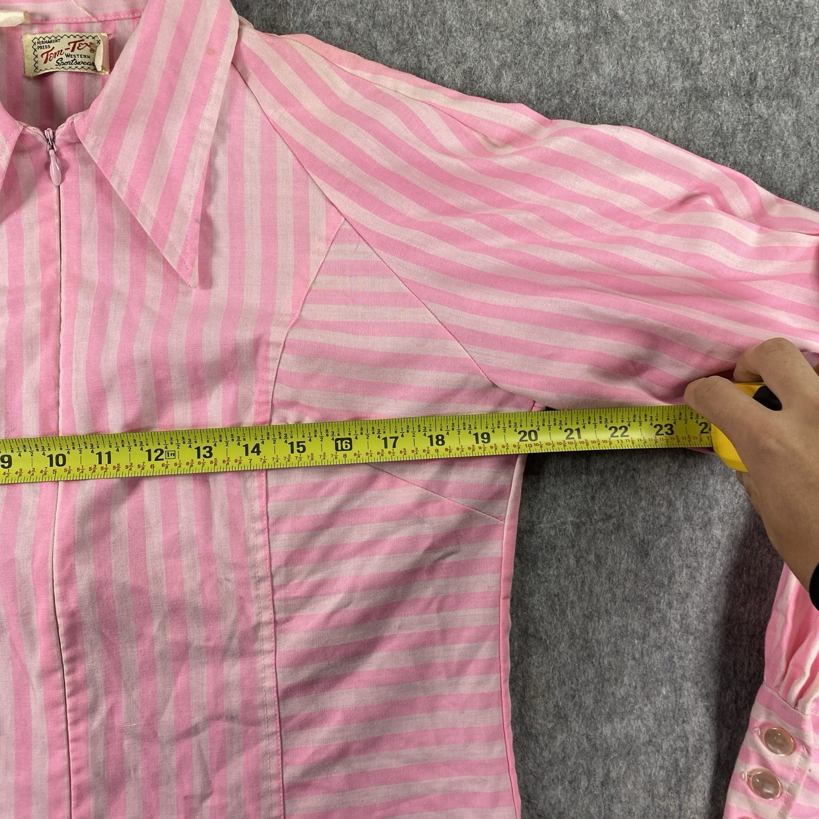 True Vintage Tem Tex Over Shirt Women’s 20×27 Rockabilly Pink Striped 1950s USA