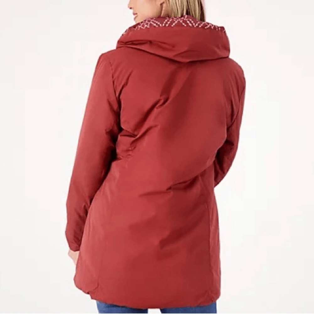 Dennis Basso Reversible Print to Solid Water Resistant Jacket
