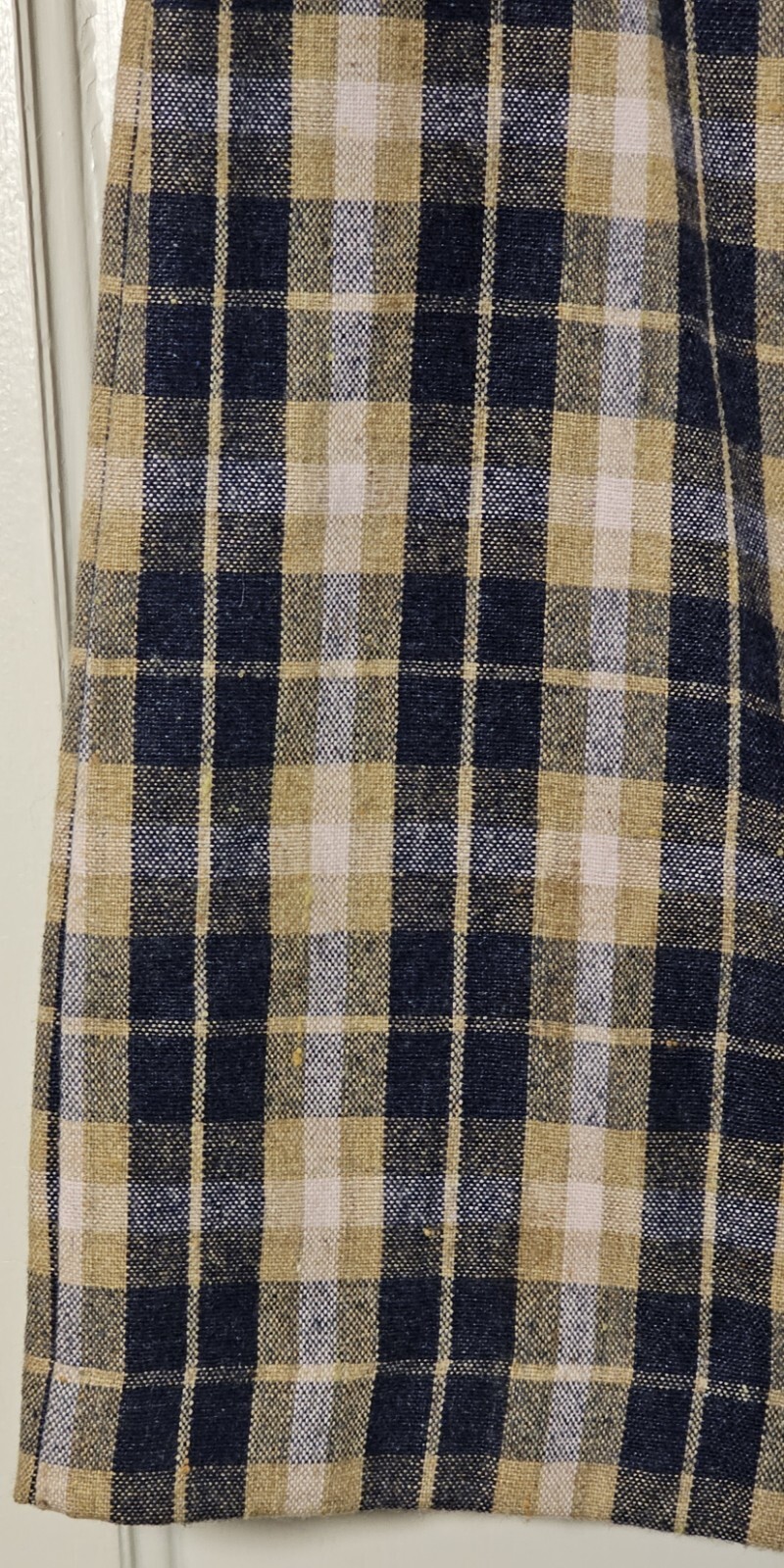 VTG 80’S Wool Pencil Skirt Women XS Blue Tan Pink Plaid Tartan Pleated Academia