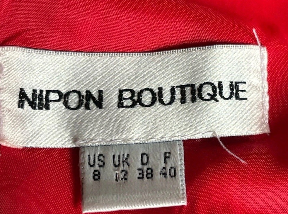 VINTAGE 80’s Unique Dress Size 8 Red Black Heart Buttons Rayon Nipon Boutique