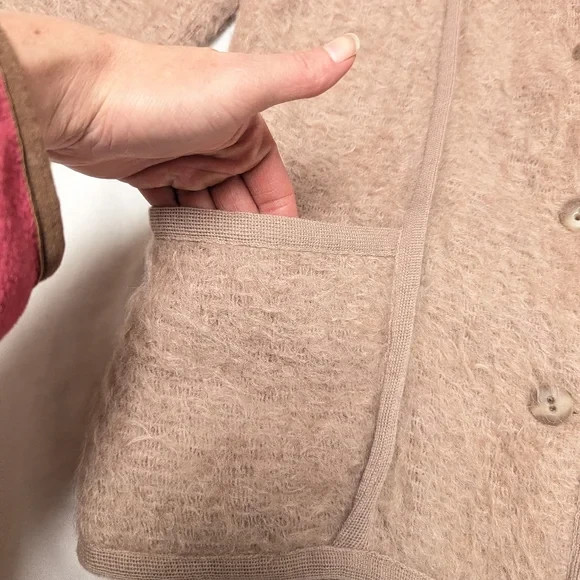 Pitlochry Mohair Wool Scottish Vintage Cardigan Coat Textured With Pockets