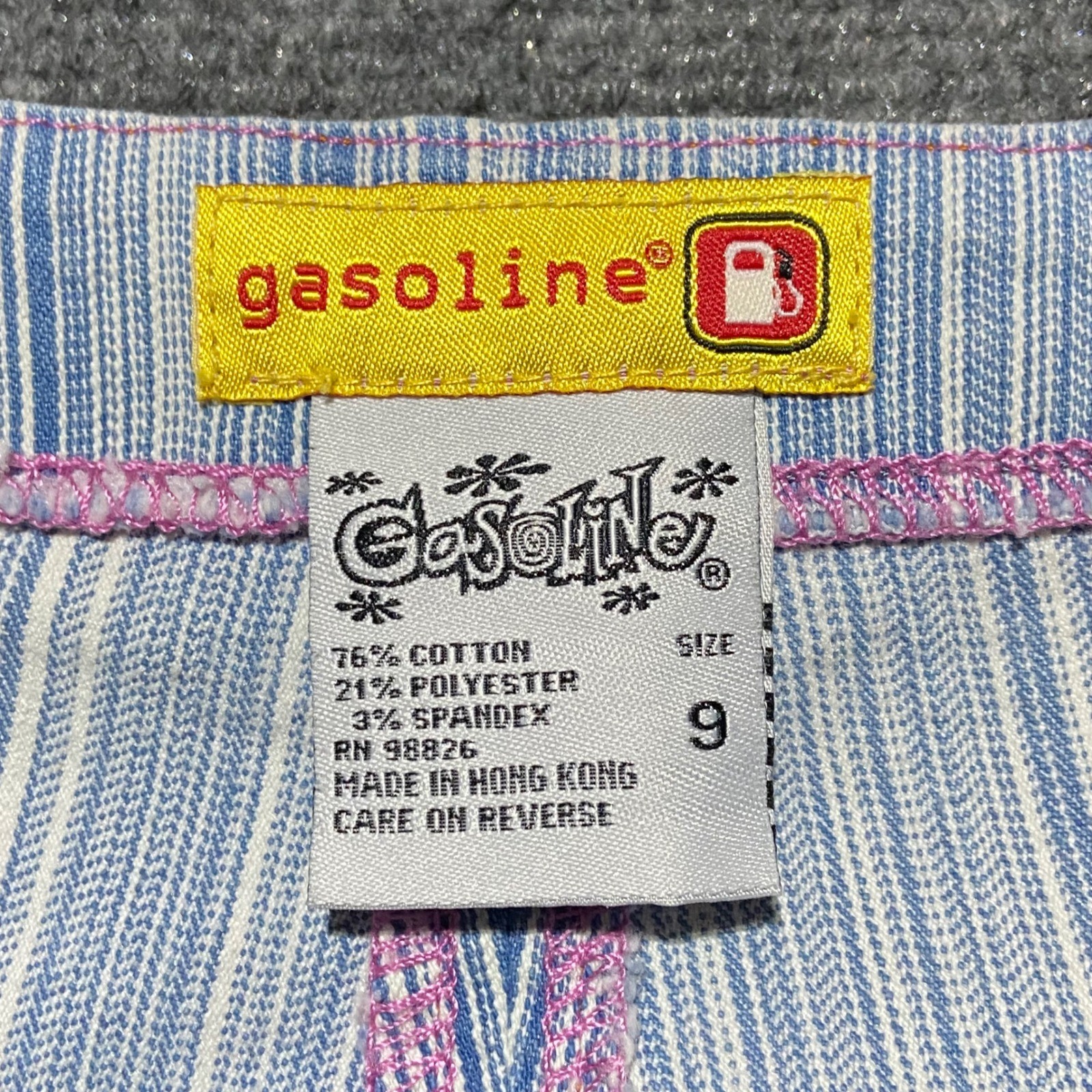 Gasoline Vintage Blue White Striped Flare Bell Bottom Jeans Size 9 Y2K Bratz 90s