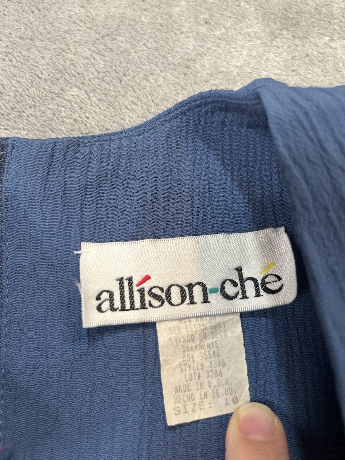 VTG Allison-Che Cottage Core Dress Blue Floral Embroidery Vest Size 10 90s