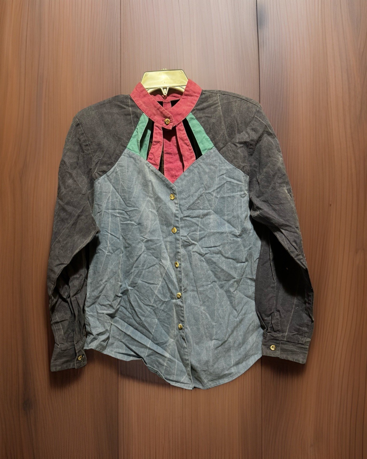 Roughrider by Circle T Western Shirt Cutouts Women’s Medium Multicolor Vtg 1990s