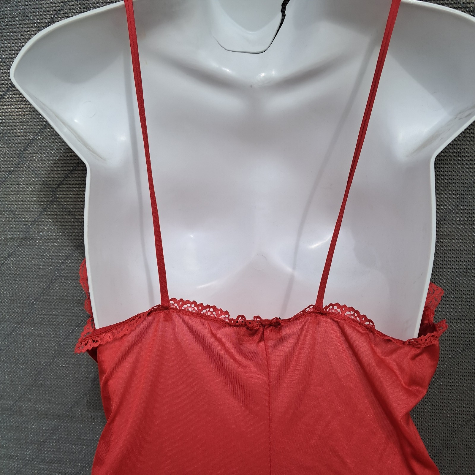 Traffic Jam Vintage 1990s Nylon Red Lace Teddy Women’s Small With Train