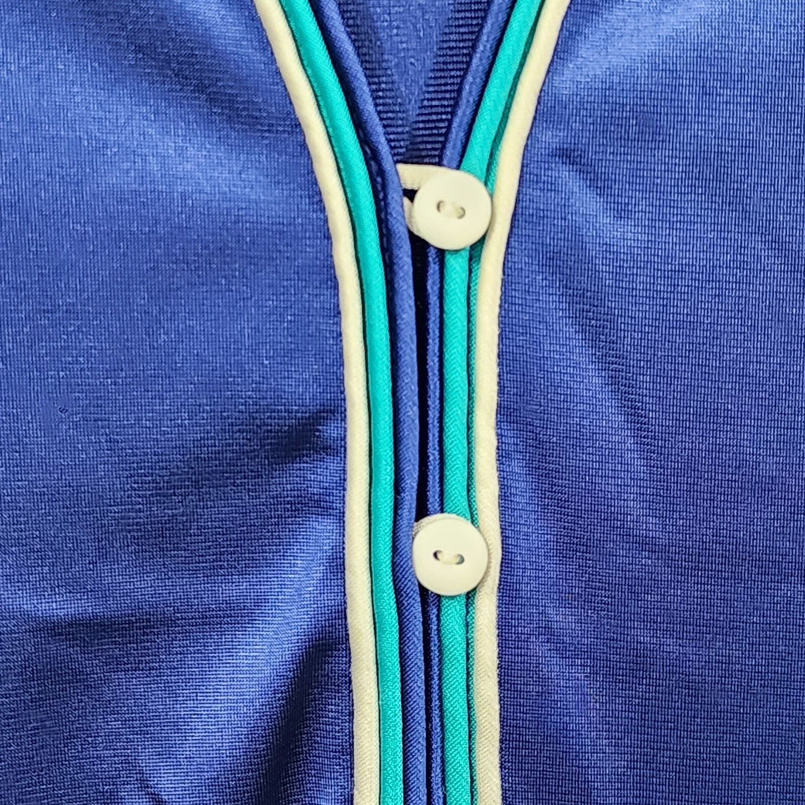 Women’s Vintage 70s XS/S Misses JC Penney Nylon Royal Blue Teal White Piping Cap