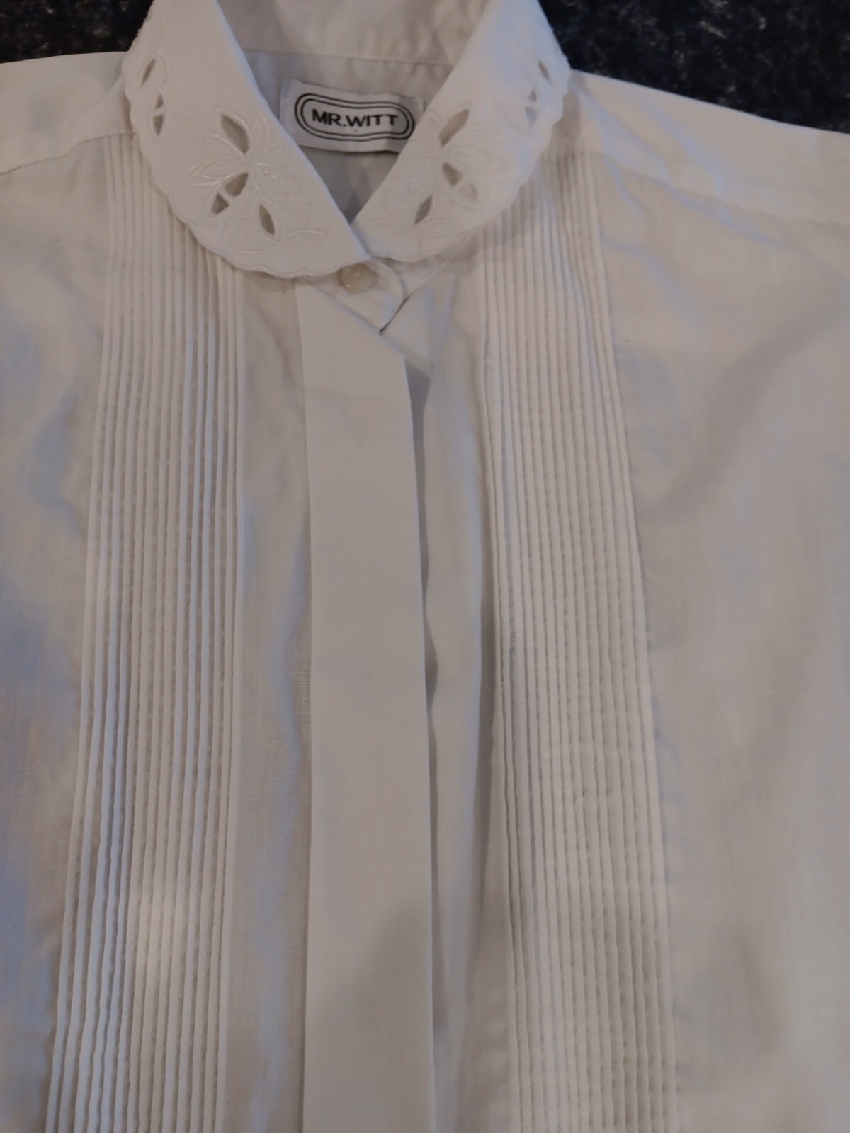 Mr Witt Vintage 70s Prairie Style Ivory Blouse Cutaway Embroidered Collar Sz 10