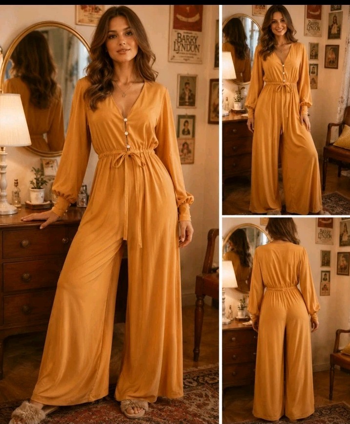 Vanity Fair, Peignoir Vintage Lingerie UNIQUE STYLE Jumpsuit Orange Sz 12 #CB4