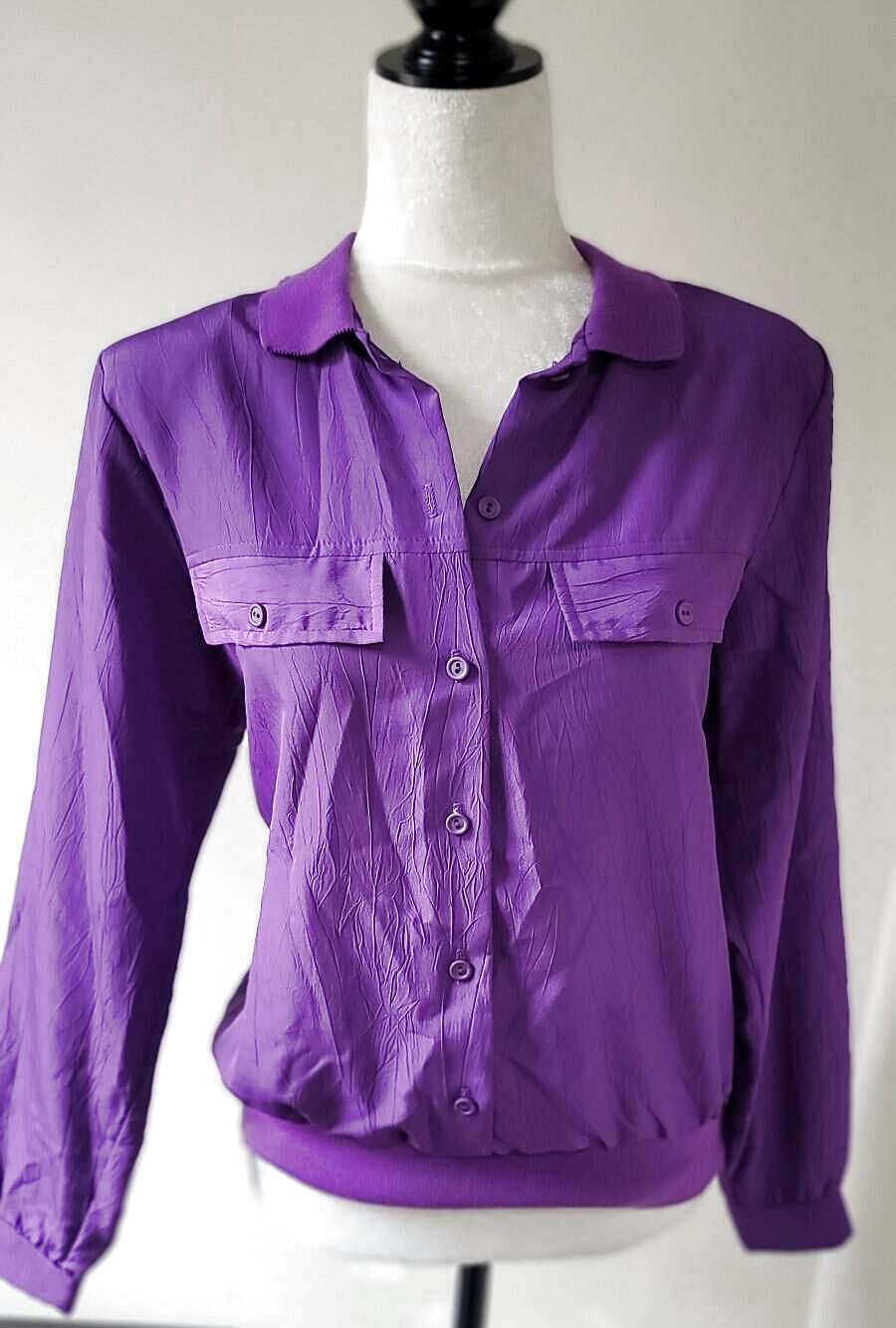 VNTG! RHODA LEE Size 10/Medium Women’s Purple Windbreaker Top Shoulder Pads 80s