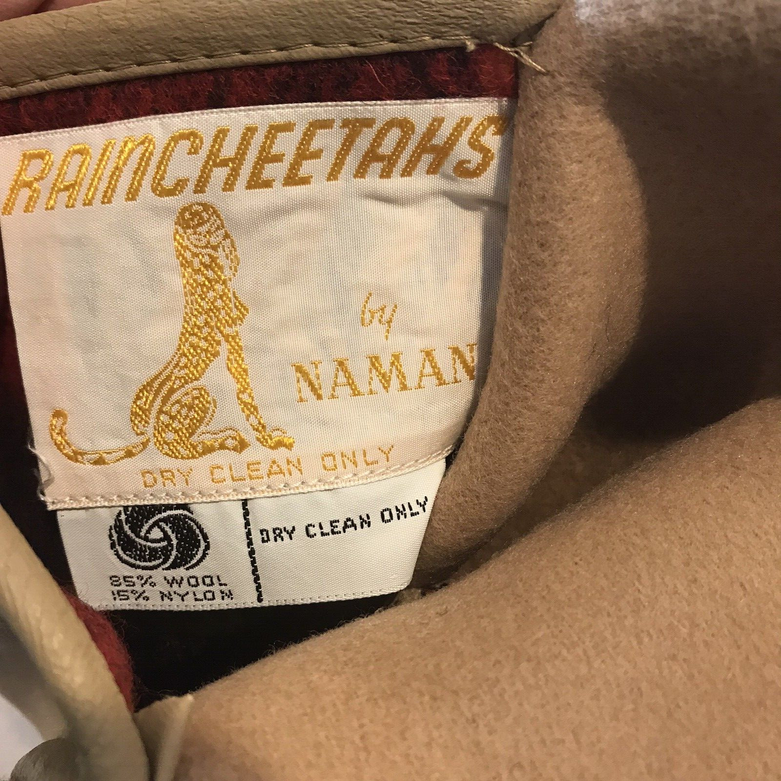 Vtg Raincheetahs Naman Poncho Coat Reversible Union Made MOTH DAMAGE L XL
