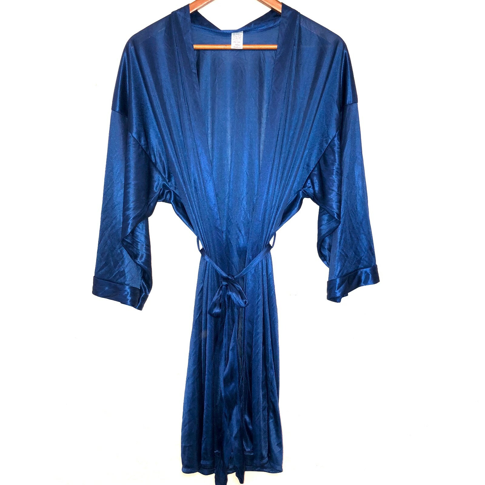 Vtg Petra Fashions Short Kimono Robe One Size Fits Most Shimmery Blue Tiny Snag