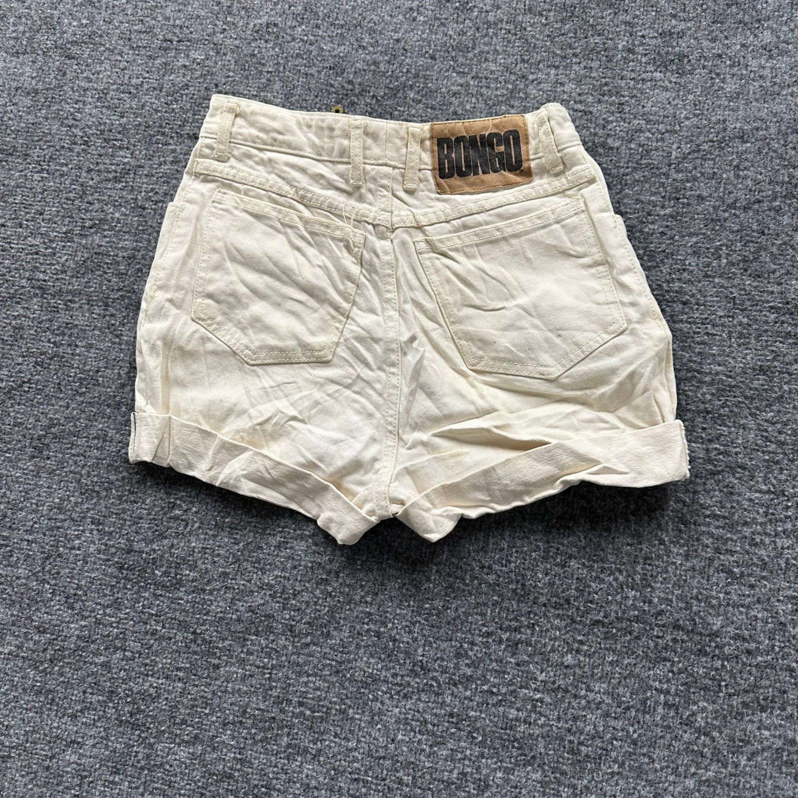 Bongo Shorts Womens Size 9 Ivory Denim High Waisted Cuffed Cotton Made in USA