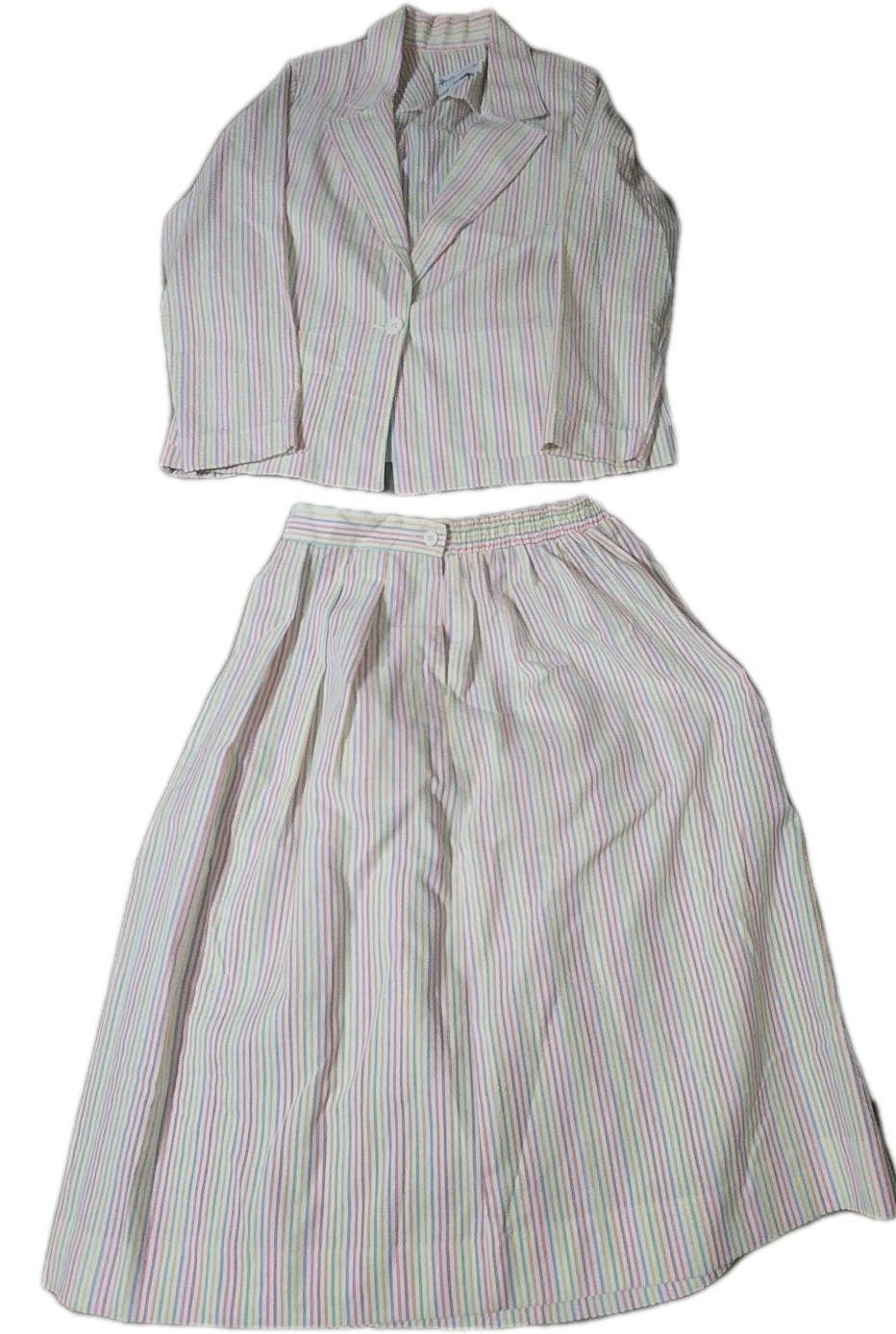 🔥 VINTAGE 60’s 70’s KEVIN STUART 2 Piece Blazer Skirt Multicolor Womens Size 8