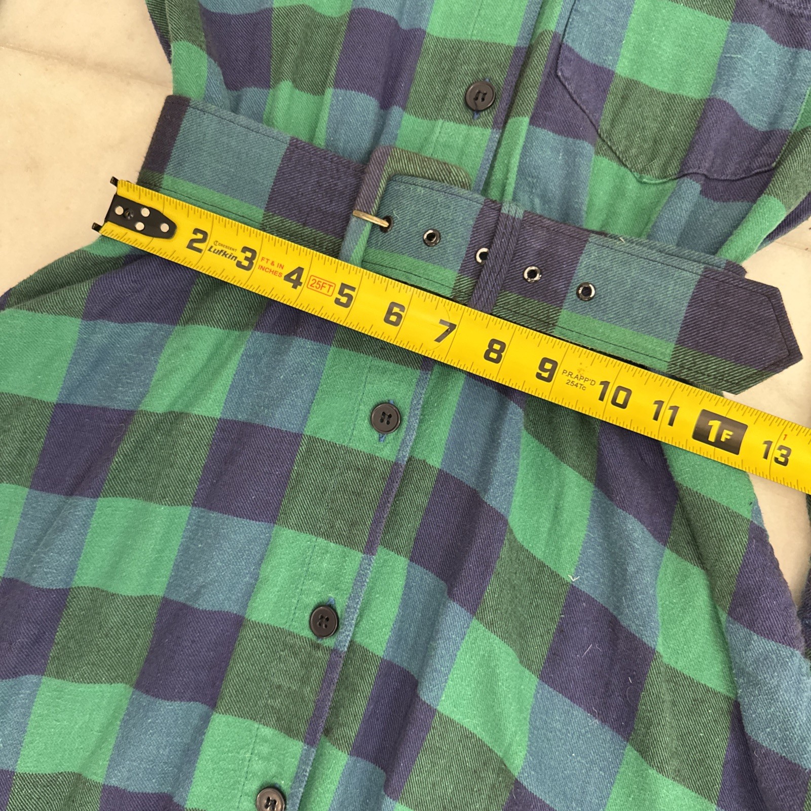 Vtg JG Hook Dress, Tartan Blue Green Button Front, W 4P Love to the 90’s Cotton
