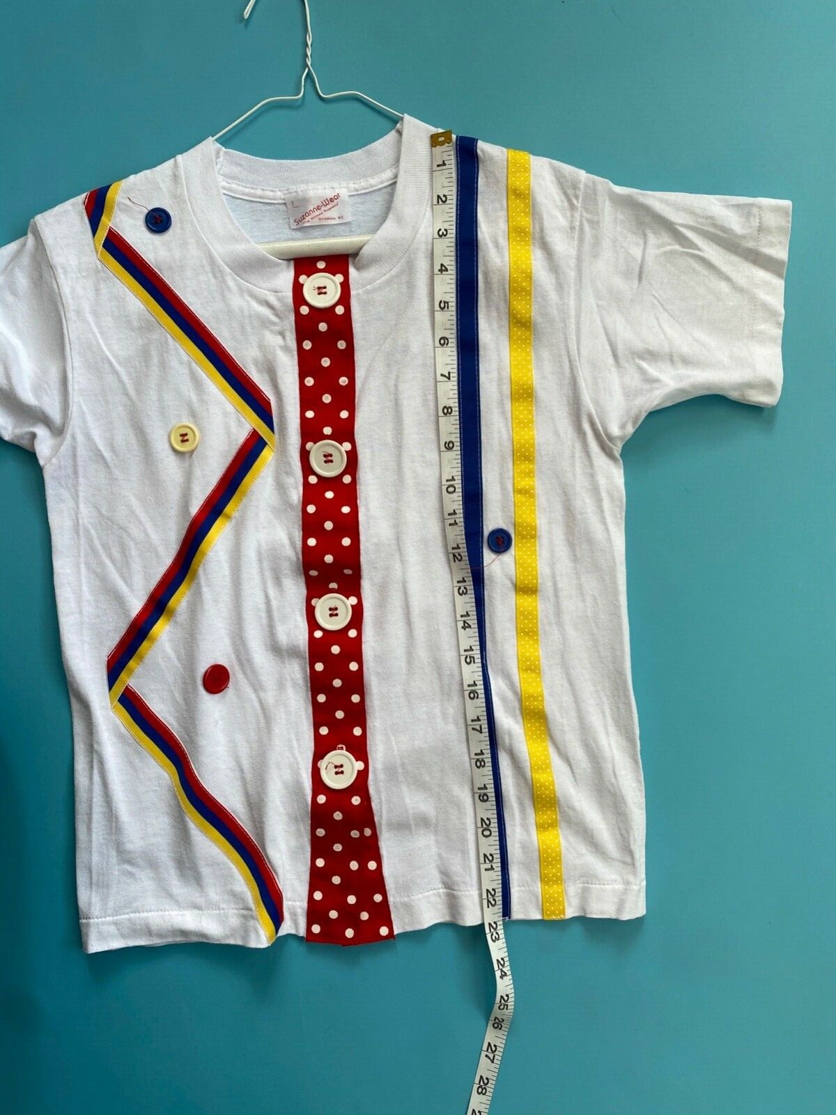 Vintage 80’s Homemade Clown T shirt Youth L or Women XS/S Very weird Ribbon OOAK