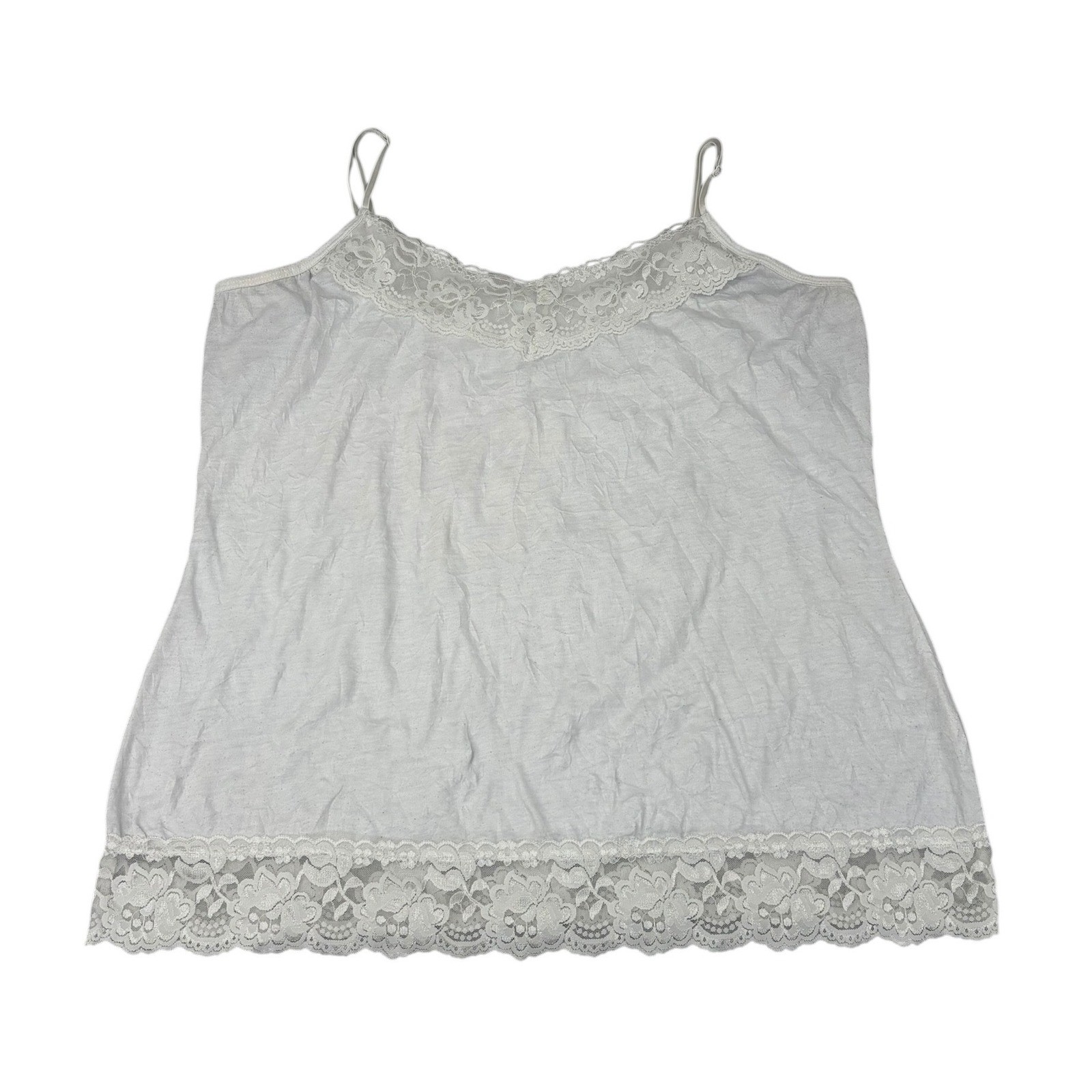 Maurices Womens Y2K Lace Trim Crinkle Camisole Tank Top White Size XXL