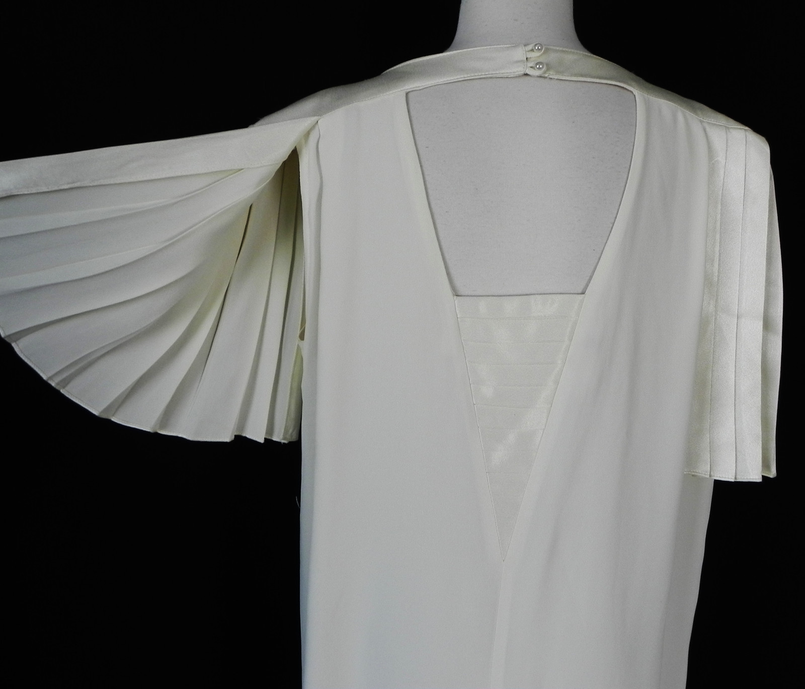 Vtg Lizzy & Johnny Dress Formal Ivory Open Cap Sleeve Size 15/16 (2XL)