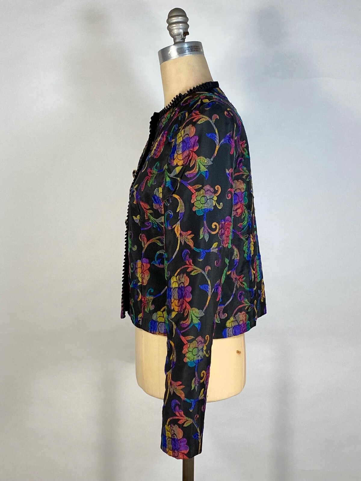 Vintage 1980’s-1990’s rainbow-check-floral print waspy preppy jacket DON CASTER