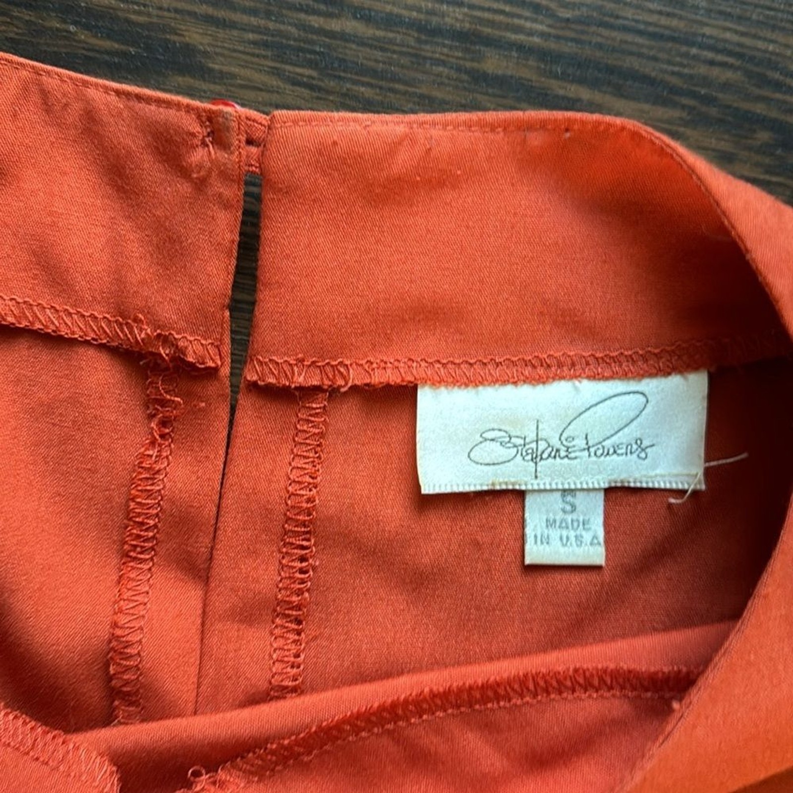 Vintage Stephanie Powers Short Sleeve Blouse Orange Small