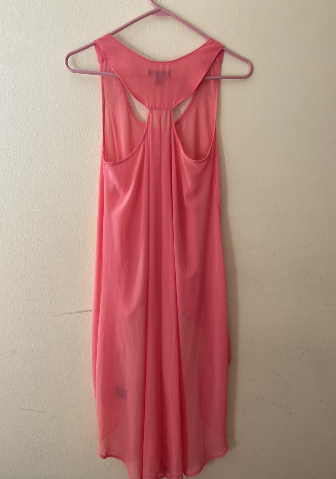 VTG Y2K Coral Orange Sheer High Low Babydoll Lingerie Slip Nightgown Kandy Kiss